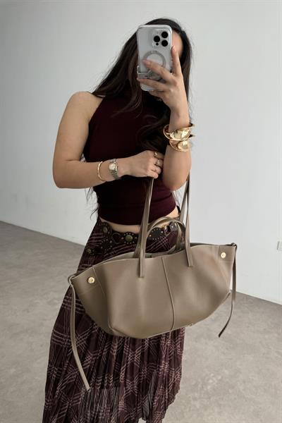 Pln Model Uzun Kısa Kol Askılı Çanta Vizon