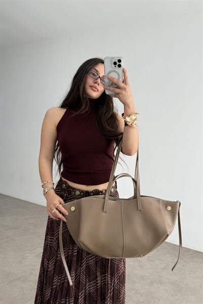 Pln Model Uzun Kısa Kol Askılı Çanta Vizon