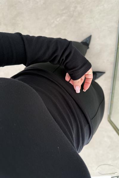 Premiium Düz Yakalı Opak Siyah Body