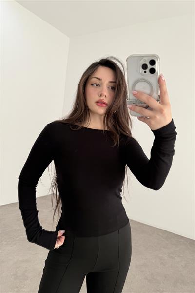 Premiium Düz Yakalı Opak Siyah Body