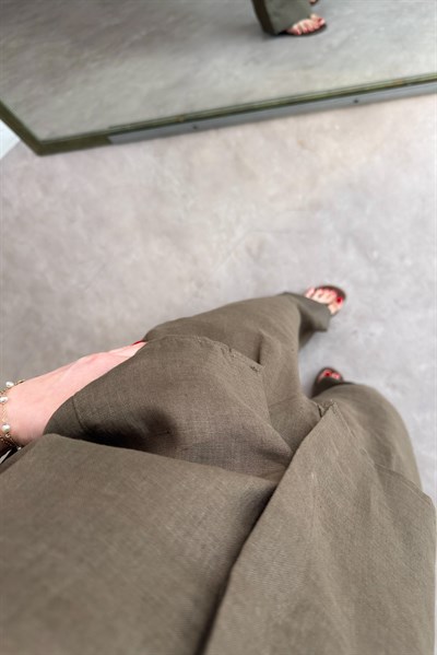Premium %100  Keten Khaki Pantolon Takım