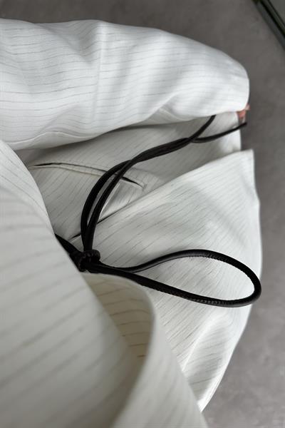 Premium Bağlama Detaylı Çizgili Blazer Ceket