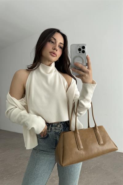 Premium Body Detaylı Hırka Krem