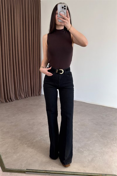 Premium Boho Kemerli Flare Smoke Jean