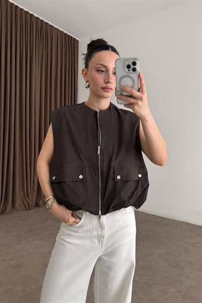 Premium Bomber Kahve Yelek