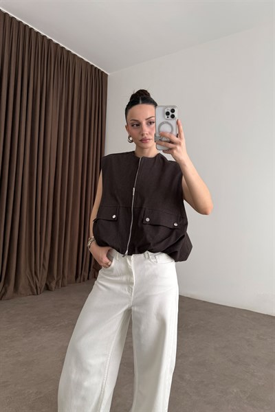 Premium Bomber Kahve Yelek