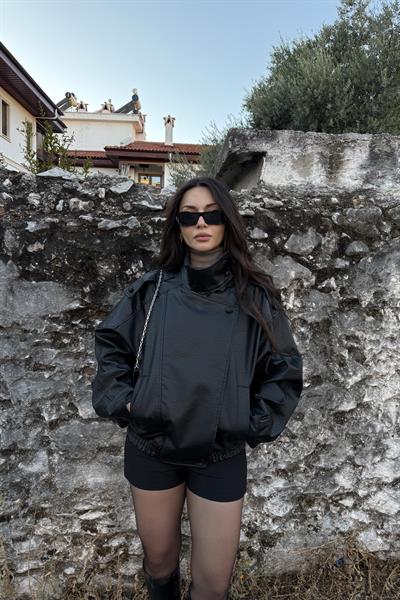 Premium Crocodile Siyah Deri Ceket