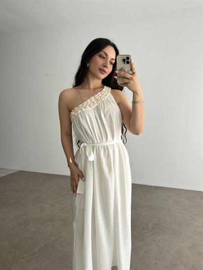 Premium Deniz Kabuğu Detaylı Tasarım Elbise