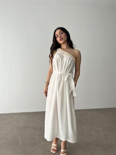 Premium Deniz Kabuğu Detaylı Tasarım Elbise