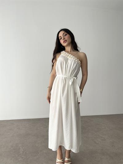 Premium Deniz Kabuğu Detaylı Tasarım Elbise