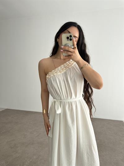 Premium Deniz Kabuğu Detaylı Tasarım Elbise