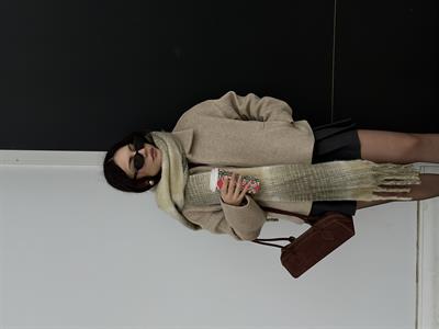 Premium Dokulu Kaşe Yakalı Kırçıllı Bej Ceket