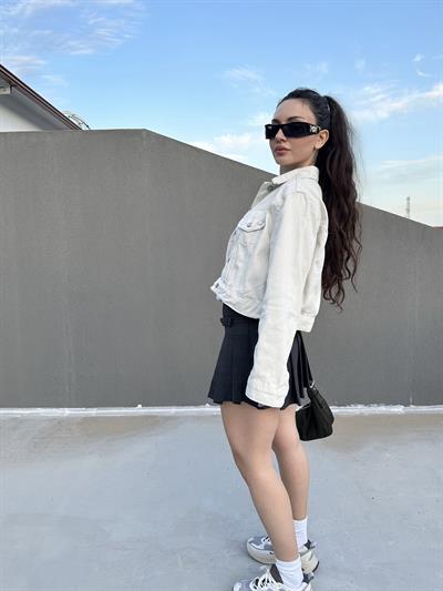 Premium Ekru Denim Ceket