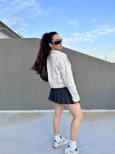 Premium Ekru Denim Ceket