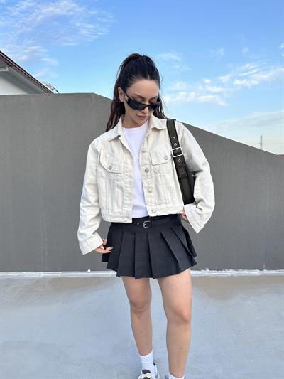 Premium Ekru Denim Ceket