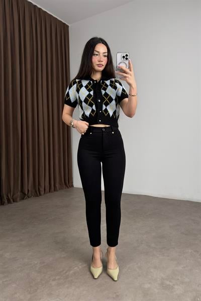 Premium Ekstra Toparlayıcı Kemerli Siyah Tayt Pantolon