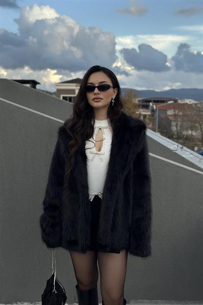 Premium Fancy Uzun Siyah Kürk