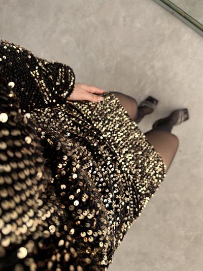 Premium Işıltılı Gold Elbise