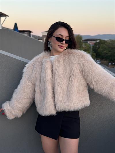 Premium İthal Yakasız Taş Kürk