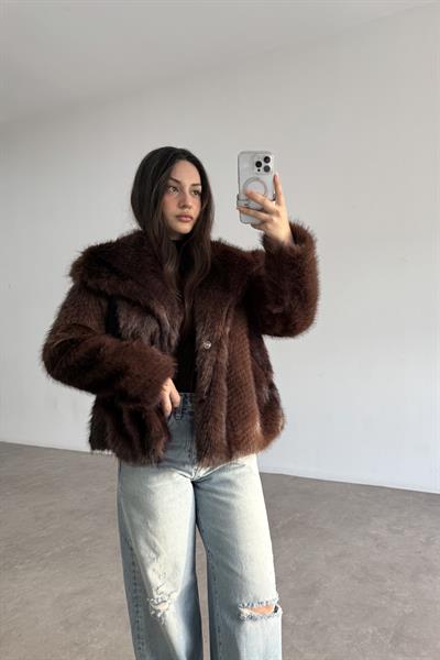 Premium Kalite Boz Kahve Grizzly Kürk