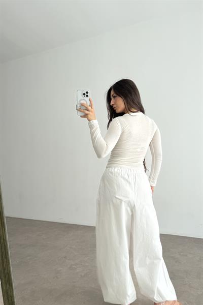 Premium Kalite Pamuk Beyaz Şalvar Pantolon