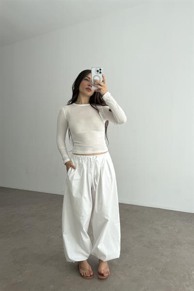 Premium Kalite Pamuk Beyaz Şalvar Pantolon