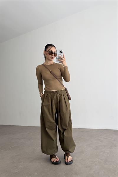 Premium Kalite Pamuk Haki Şalvar Pantolon