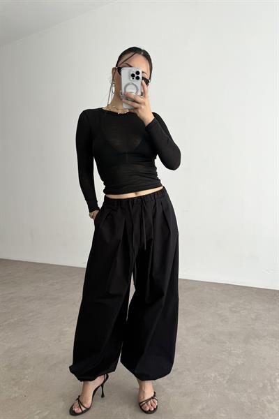 Premium Kalite Pamuk Siyah Şalvar Pantolon