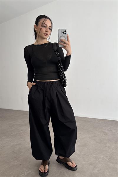 Premium Kalite Pamuk Siyah Şalvar Pantolon