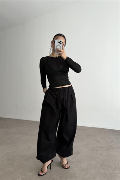 Premium Kalite Pamuk Siyah Şalvar Pantolon