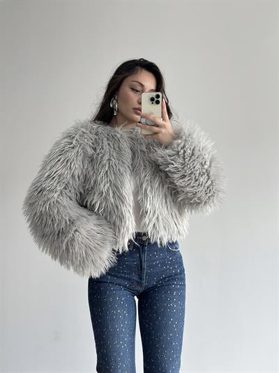 Premium Kalite Phoenix Kürk Buz Gri