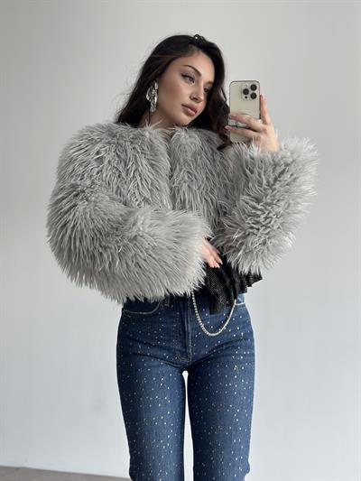 Premium Kalite Phoenix Kürk Buz Gri