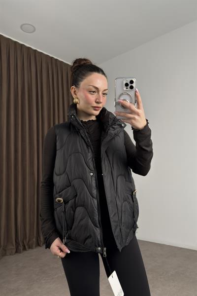 Premium Kapitone Şişme Siyah Yelek