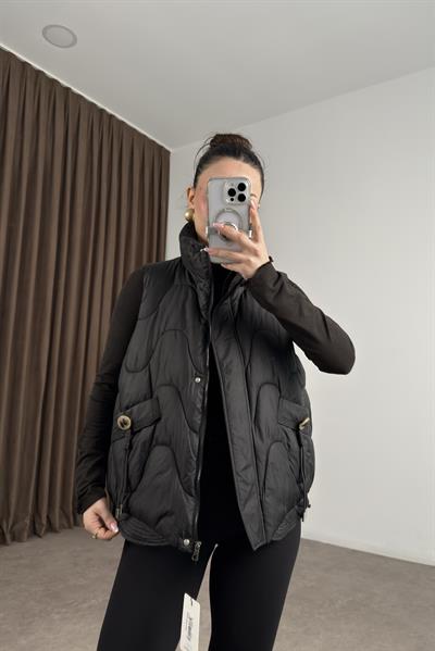 Premium Kapitone Şişme Siyah Yelek