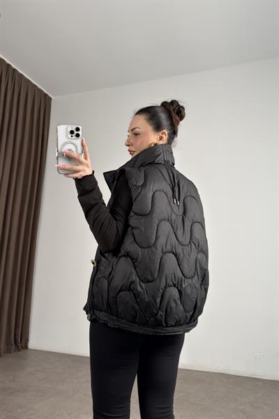 Premium Kapitone Şişme Siyah Yelek