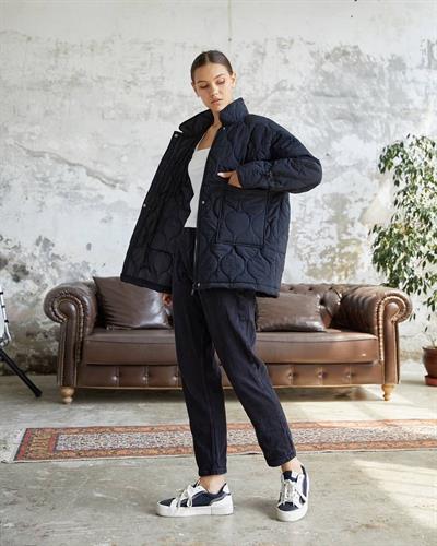 Premium Kapitone Siyah Mont