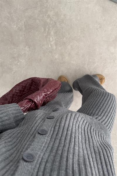 Premium Kaşkorse Hırka Pantolon Triko Füme Takım