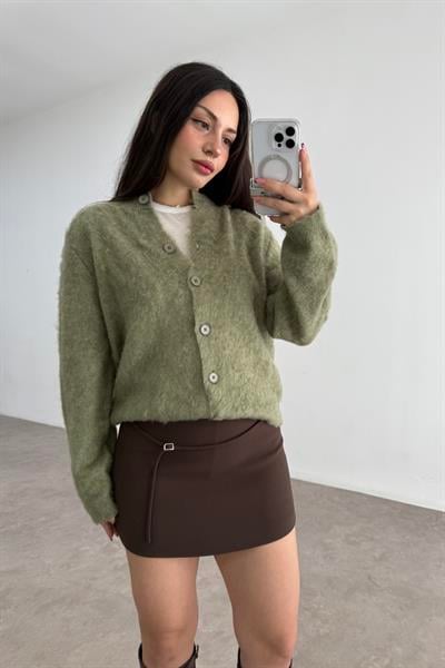 Premium Krep İçi Şortlu Yüksek Belli Kahve Etek