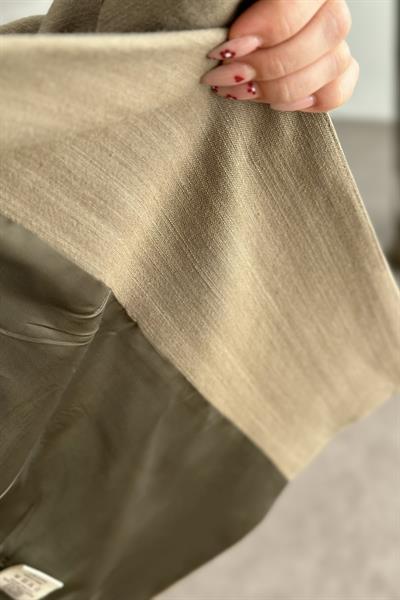 Premium Kruvaze Bağlama Detaylı Ceket Pantolon Takım Olive