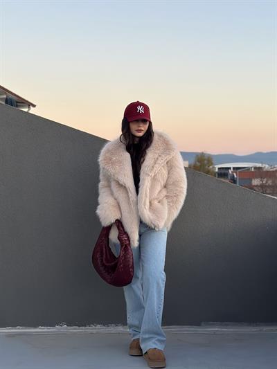 Premium Lolly Bej Uzun Kürk