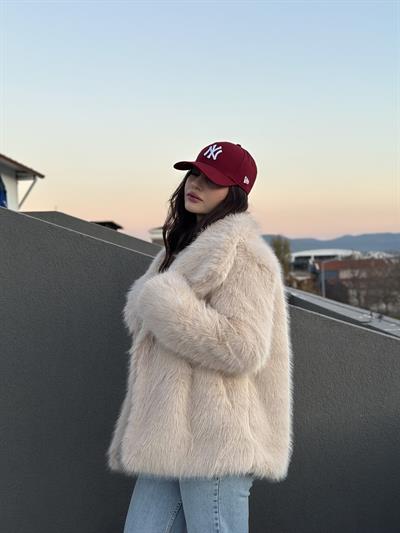 Premium Lolly Bej Uzun Kürk