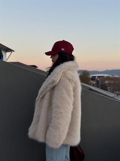 Premium Lolly Bej Uzun Kürk