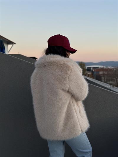 Premium Lolly Bej Uzun Kürk