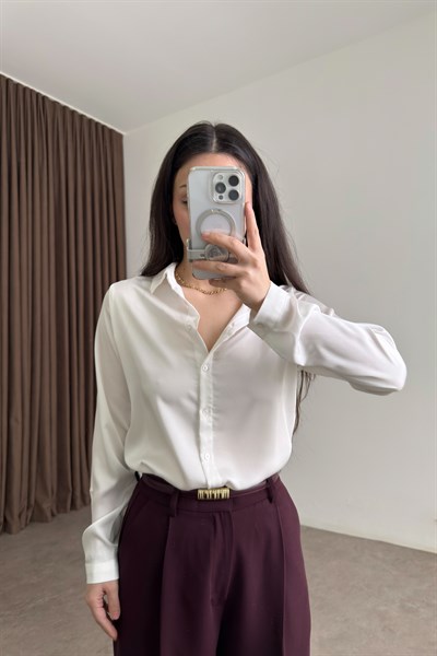 Premium Marsilya Beyaz Saten Gömlek