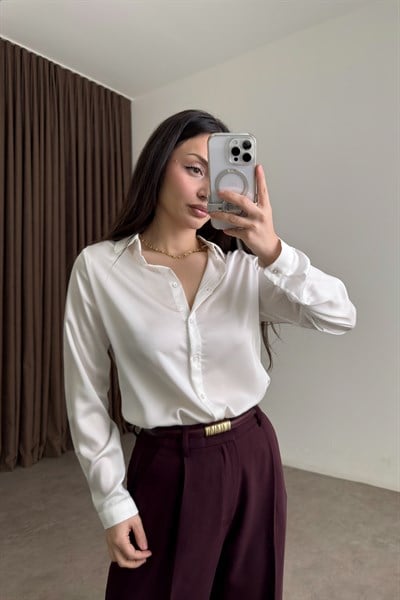 Premium Marsilya Beyaz Saten Gömlek