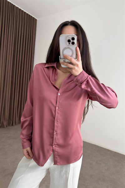 Premium Marsilya Gül Kurusu Saten Gömlek