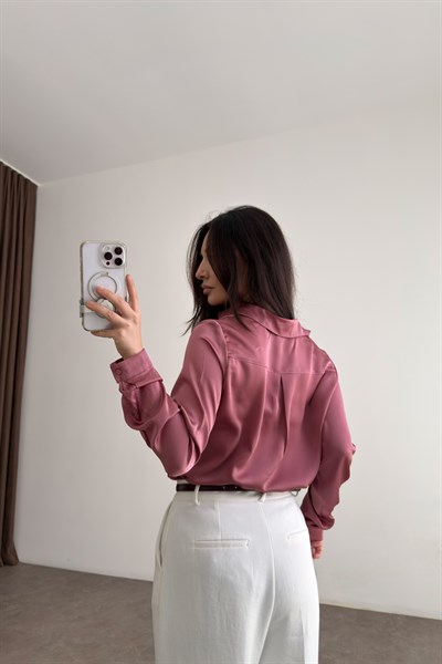 Premium Marsilya Gül Kurusu Saten Gömlek