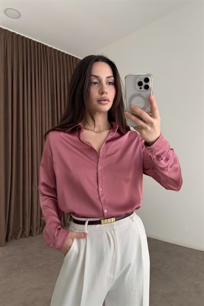 Premium Marsilya Gül Kurusu Saten Gömlek