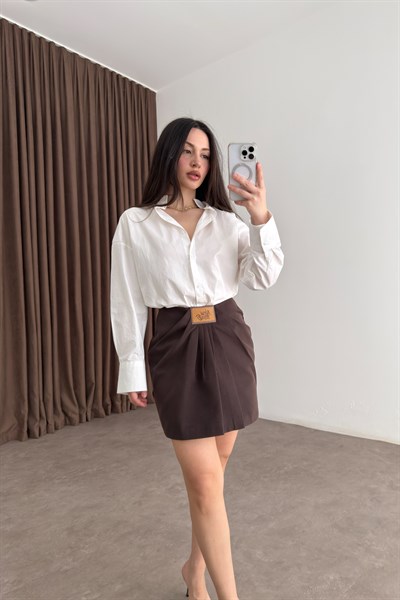 Premium Minimal Vatkalı Beyaz Gömlek