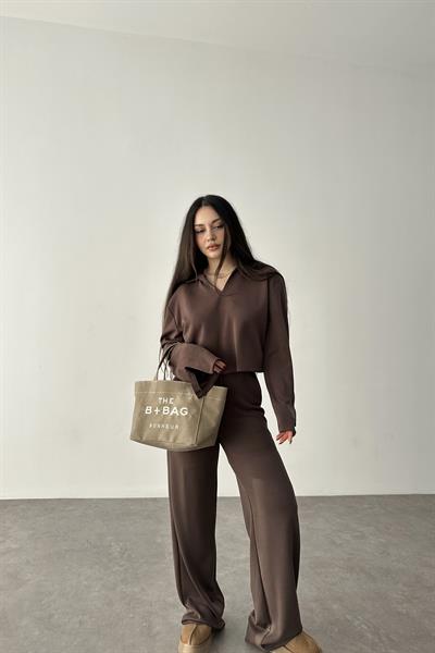 Premium Modal Kumaş Kahverengi Takım